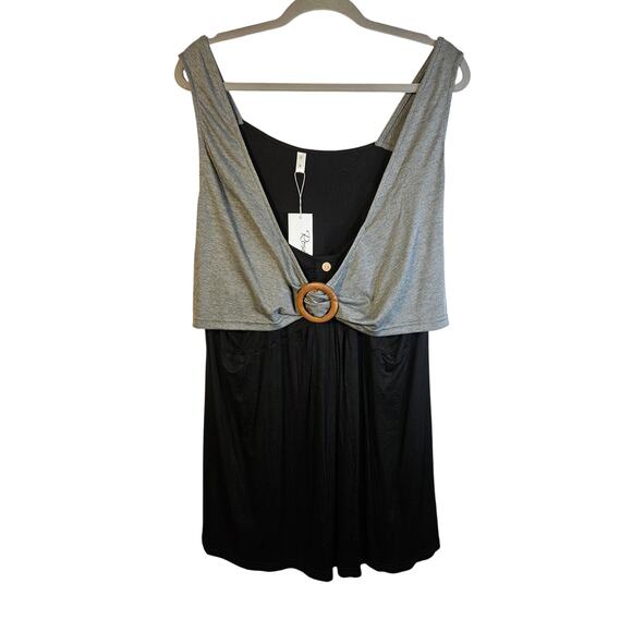 RoseGal Women's Tank Black Gray Center Loop Size 3X New with‎ tags - Picture 1 of 10